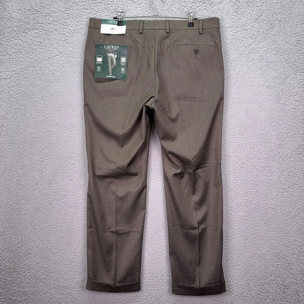 Lauren Ralph Lauren Dress Pants Mens 36x29 Taupe Ultraflex Pleated Preppy Office
